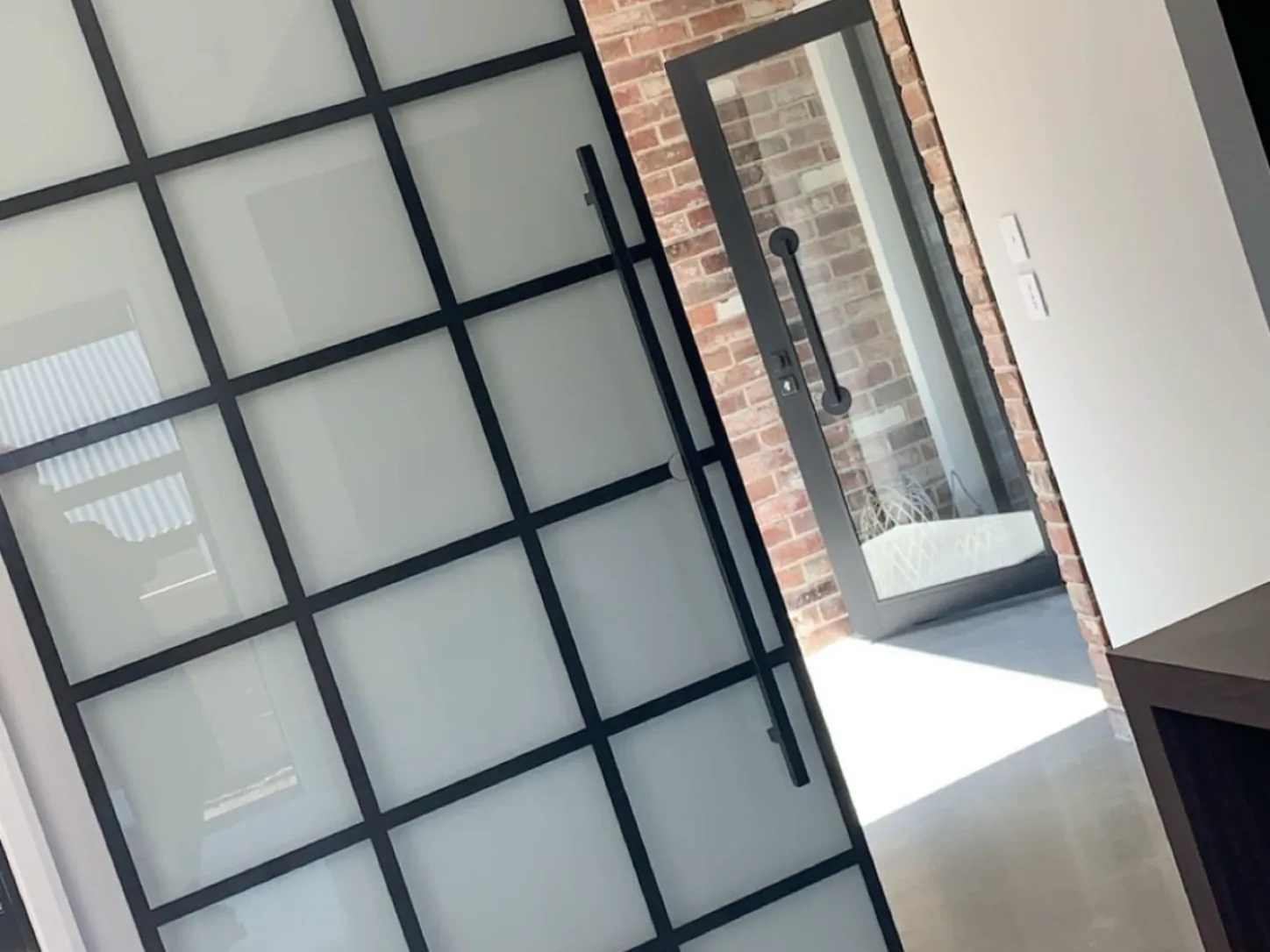 Black framed glass door and side panel made to order