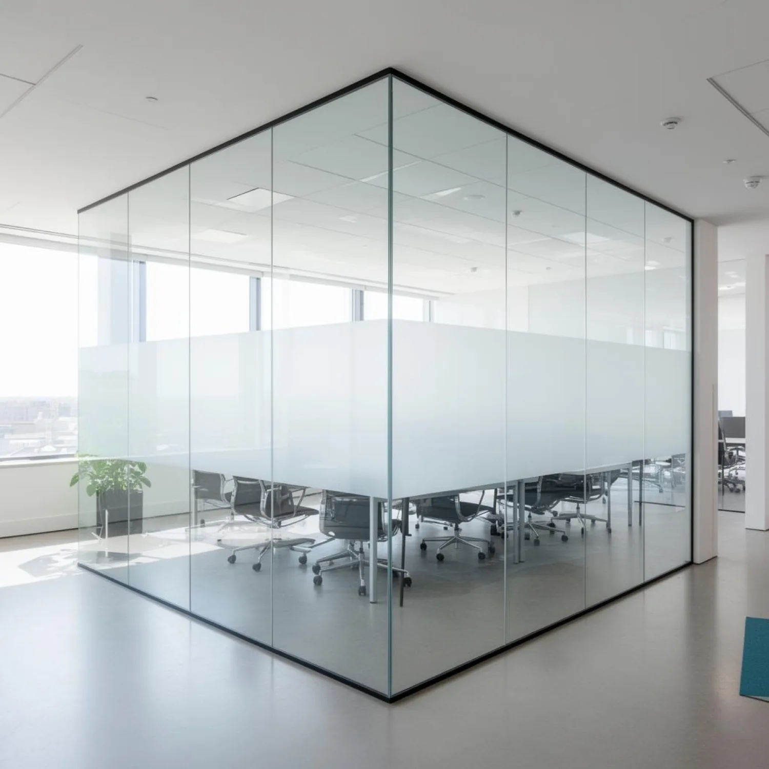 Glass partition panel made to specification