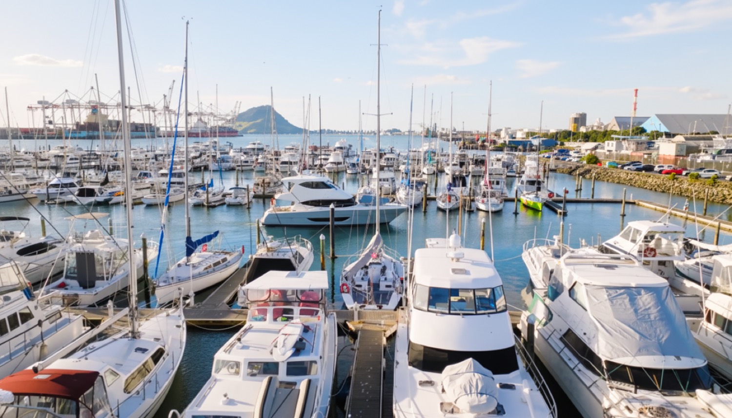 Boats at Whangamata Marina where First Glass Solutions does marine glazing