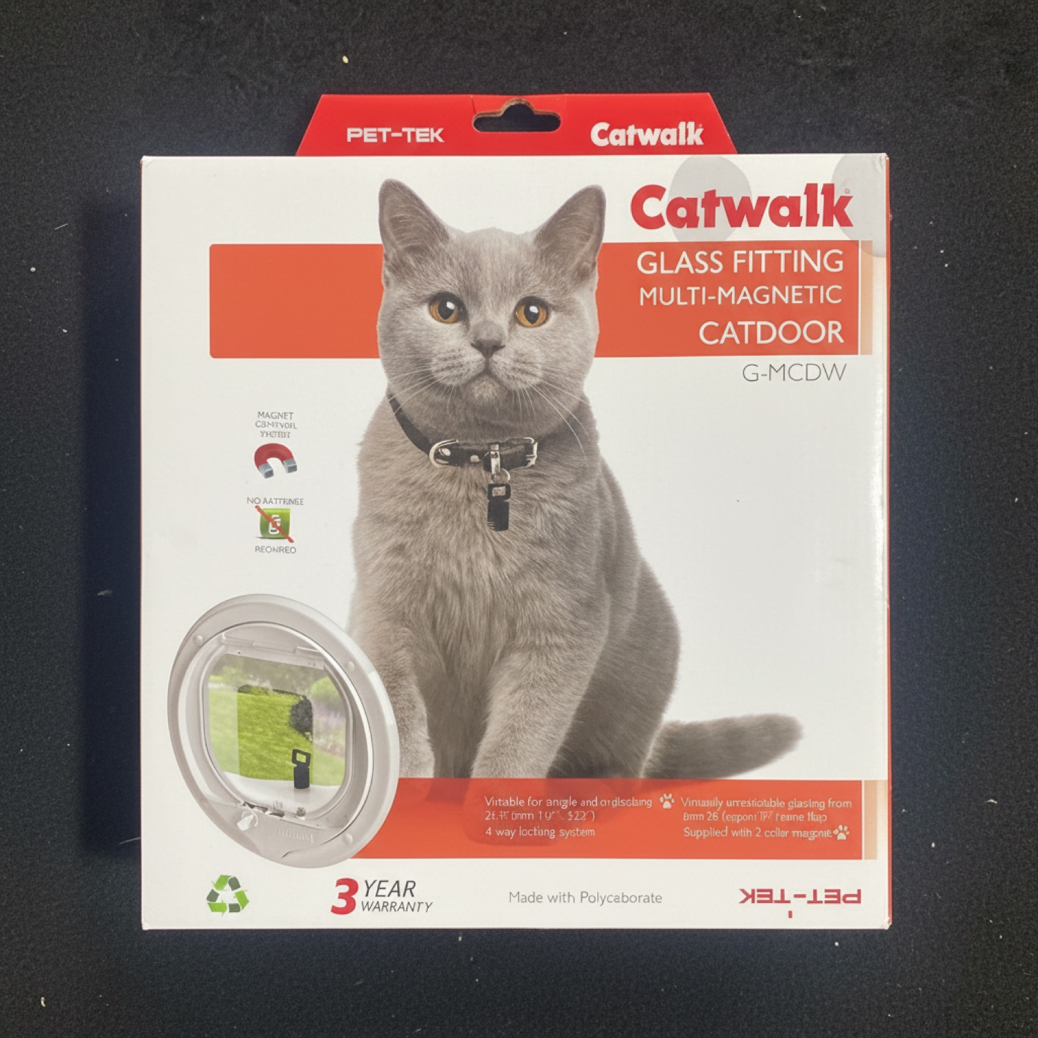 Magnetic cat door installed into glass in Tauranga