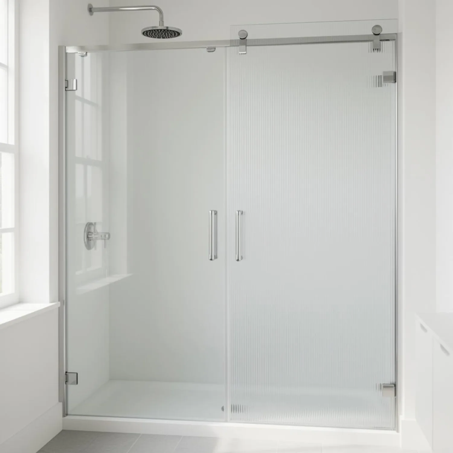 Reeded glass shower screen in Tauranga